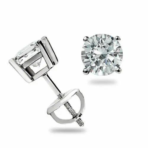 

Solitaire Round Diamond Earrings Studs Solid blank earring studs diamond earrings women W3919, Colorful