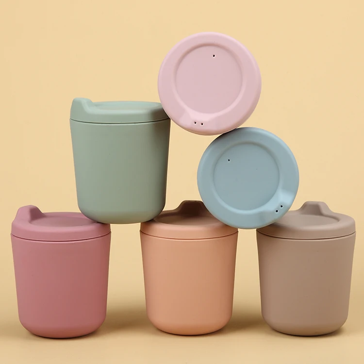 

100% Food Grade Silicone Non Spill Baby Sippy Cup Baby Training Cups, Muted,apricot,sage,ether,dark grey,clay etc