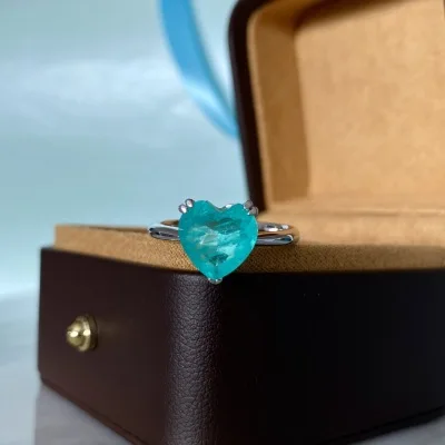 

SKA New Style Jewelry Women Synthetic Gemstone Heart Style 925 Sterling Silver Ring