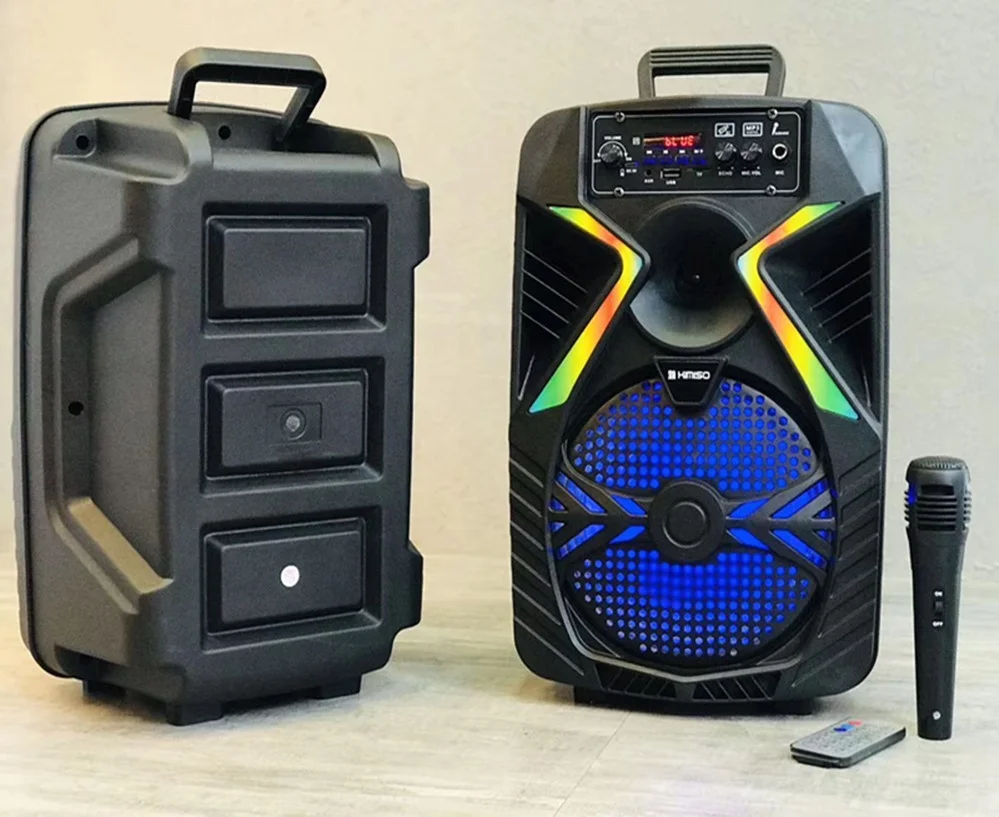 

Factory brand Outdoor wireless speaker with LED light square dancing trolley speaker 8 inch Karaoke speaker DJ speaker