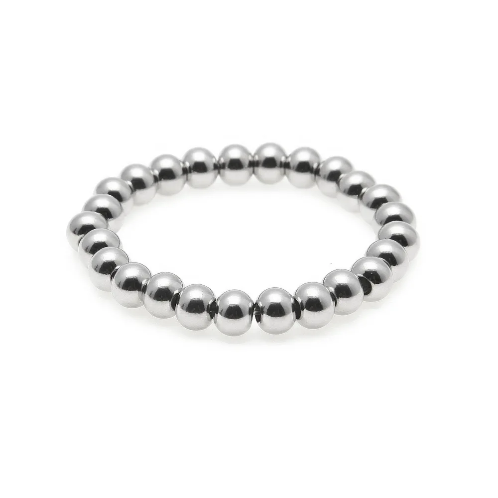 

Hip-hop jewelry men and women with the same stainless steel glossy large beaded bracelet wholesale