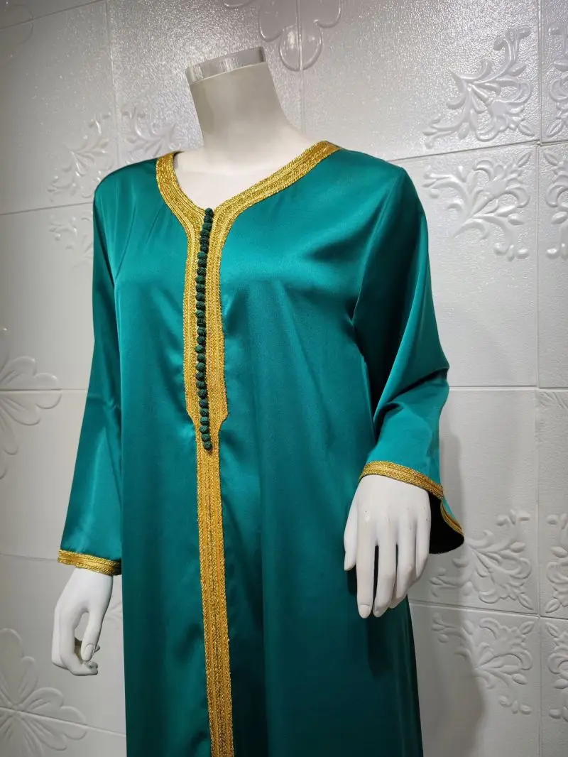 

2021 Islamic Fashion Front elastic cuff abaya hijab dress
