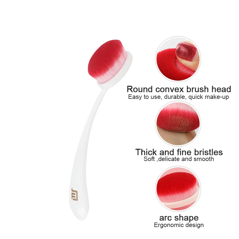 

Fast Delivery Soft Texture Rose Red Single Wholesale Curved Makeup Foundation Brush Logo, As the picture