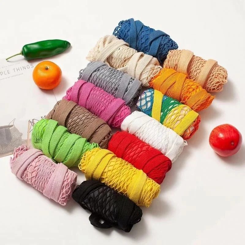 

Reusable Shopping organic cotton mesh bag with pp box packing, 5 colors can choose