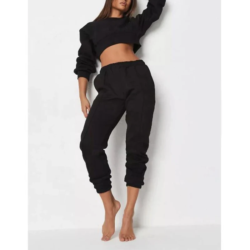 

Custom Streetwear 2 Piece Set Women Crew neck Sweatshirts Girls Croptop Hoodies Oversize Lounge Wear Sweatpants And Sweatshirt S