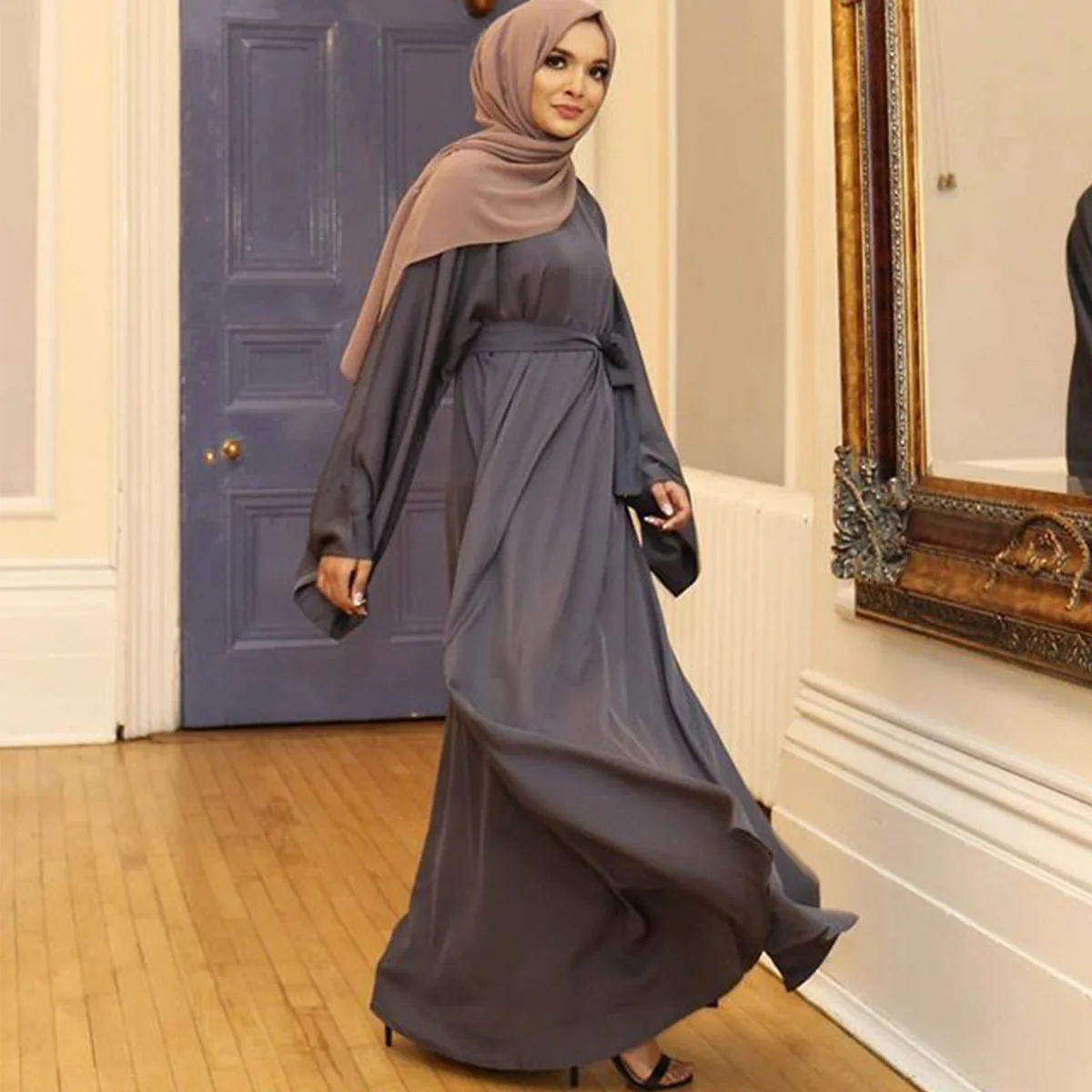 

New Arrival High Quality Solid Color Plus Size Pray Islamic Women Abaya Muslim Dresses, 9 colors