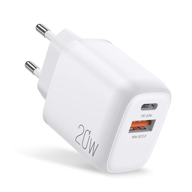

Dual Ports 20W USB C PD Fast charger 18W Quick Charge 3.0 PD+QC 3.0 USB Wall Charger, White