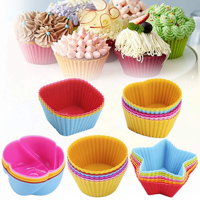 

7cm Muffin Cupcake Silicone Cupcake Liner Baking Muffin Cup Pastry Kitchen Tools Cake Decorating Kit Random Color 1pc