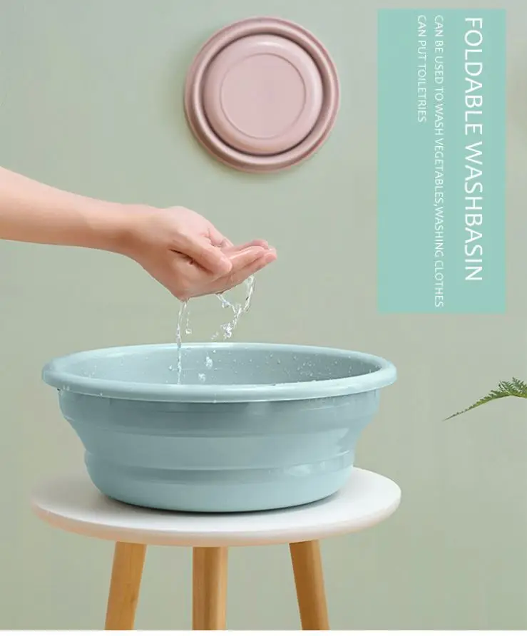 

KOBES Portable Lightweight Collapsible Foldable Plastic Round Baby Footbath Washing Wash Basin Washbasin, Pink, green, sky blue