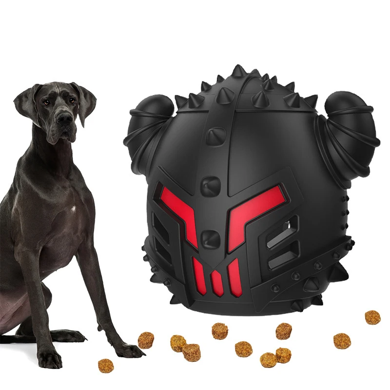 

New Simulation Helmet Leaking Ball Teeth Cleaning Bite Resistant Interactive Leaking Ball Dog Toy, Colorful