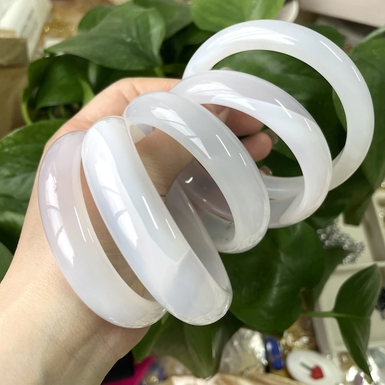 

Women Jewelry Accessories Natural Stone Real White Jade Bracelet Bangles Wholesale