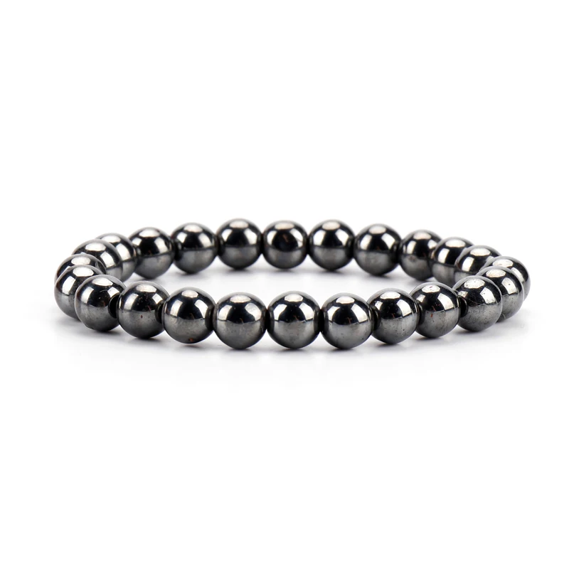 

Hot Selling Men Balance Luck Yoga Crystal Gemstone Agate Wholesale China 8mm Bead Stretch Black Natural Stone Hematite Bracelet