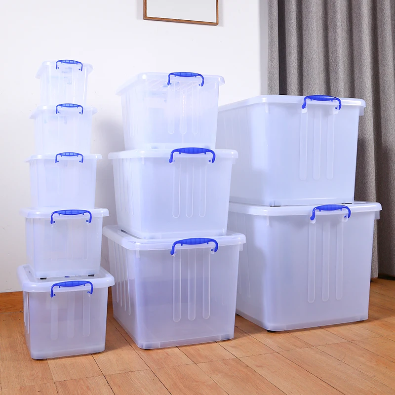 

Stackable Plastic Storage Box Tote Organizing Container Storage Bins With Durable Lid, Transparent