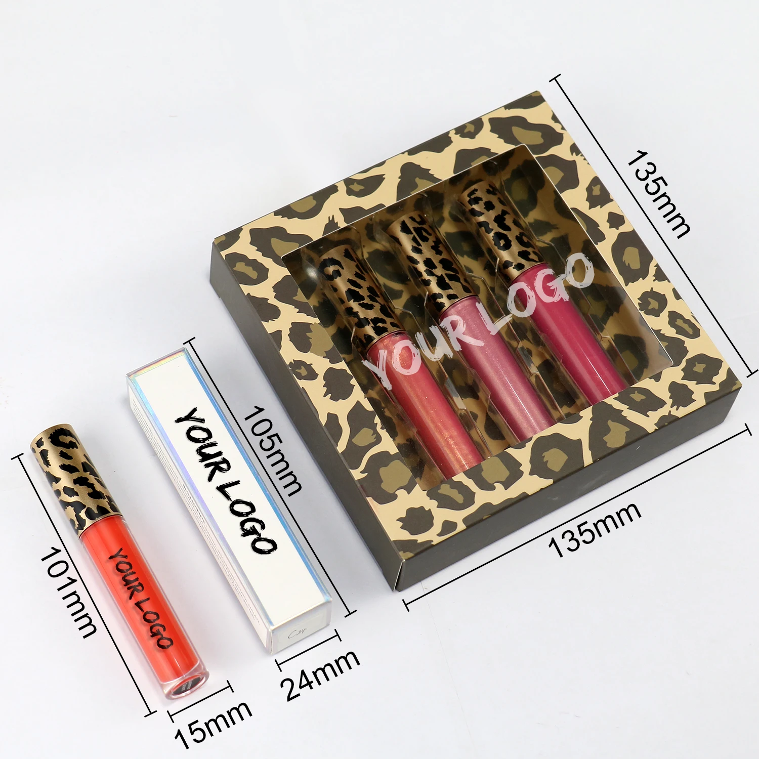 

Hot sale new 3 in 1 lip gloss set matte gift box lipstick combination makeup wholesale, 12 colors