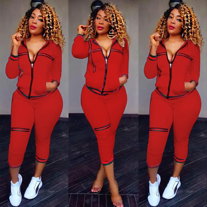 

Customized Women Sweat Suit Two Pieces Zipper Hoodie tracksuits clothing set street jogging Birthday outfits for women, Black, white, red