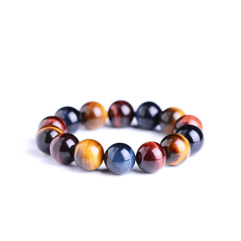 

Natural Stone Multicolor Tiger Eye Stone Beaded Bracelet Bangle for Men
