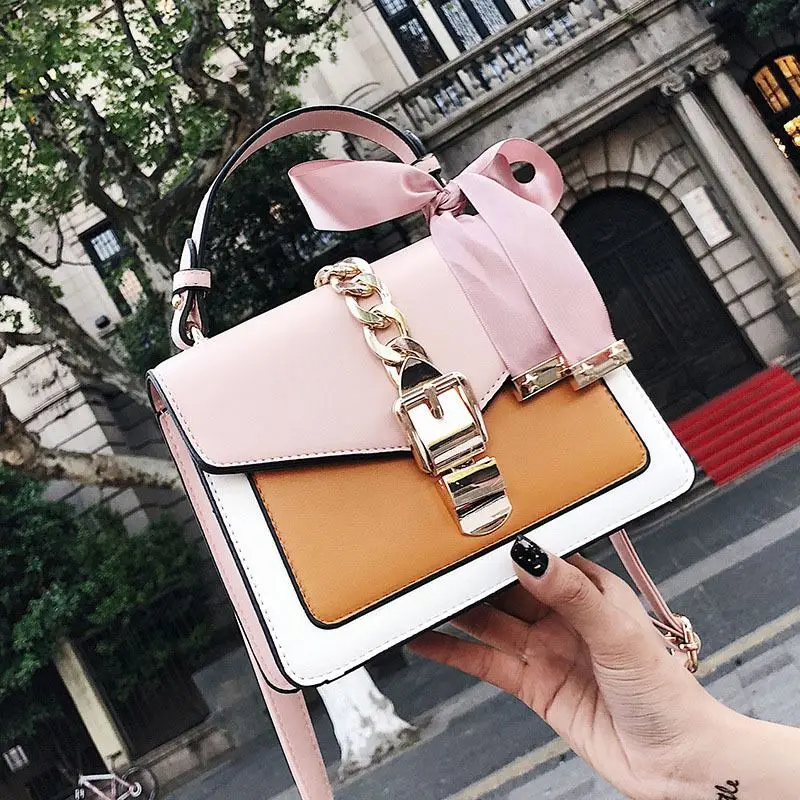 

Contrast color latest fashion elegent shoulder bags luxury bag women handbag 2021 unique handbags purse with chain, Yellow,black,pink,light brown