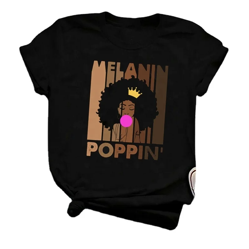 

UP-Woman Black Queen Melanin QueenT-shirt Women Tops African Black Melanin Female T-shirt