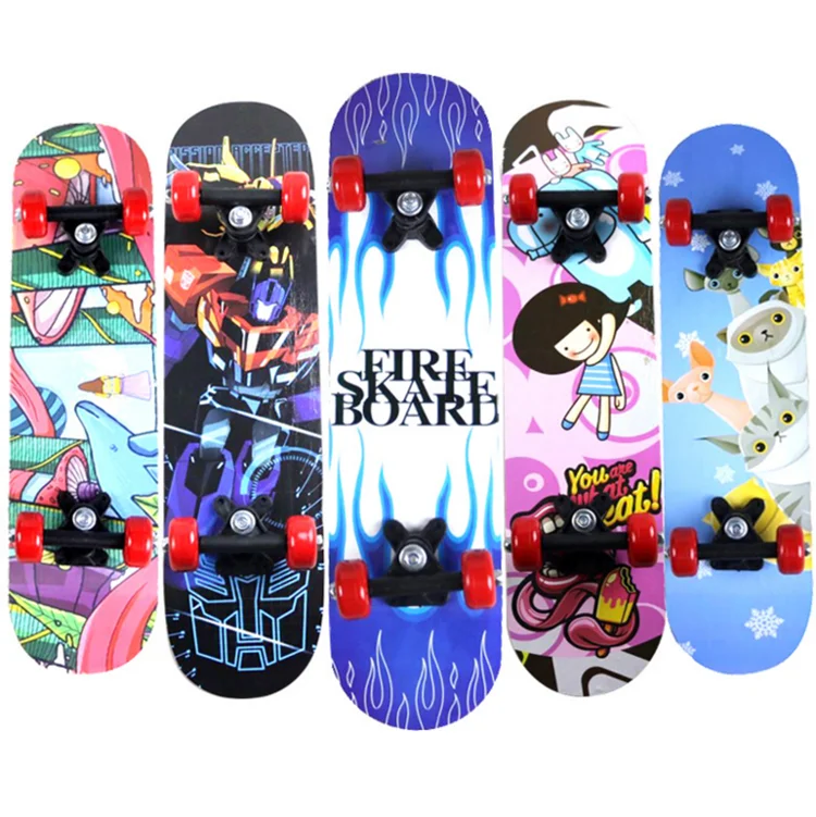 

Manufacturer hot sale Four-wheeled Maple Skateboard Double-sided Cartoon Sticker Skateboard