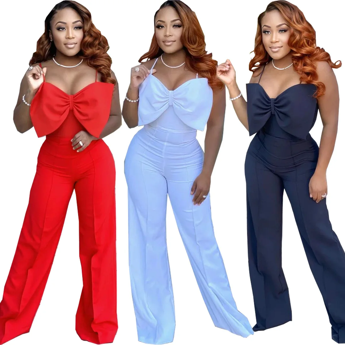 

GX6772 New Fashion 2021 Solid Color Jumpsuit Casual Spaghetti Strap Women Jumpsuit Sleeveless Jumpsuits, Picture