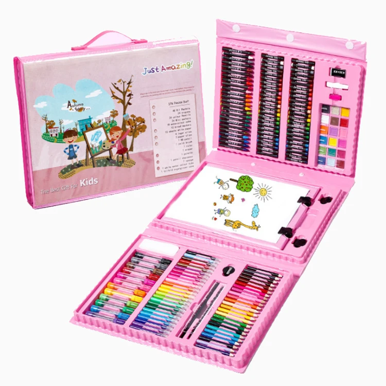 

176 PCS Kid Draw Set Colored Pencil Crayon Watercolors Pens Drawing Set Toy Drawing Art Marker Pens School Supplies Kid Gifts