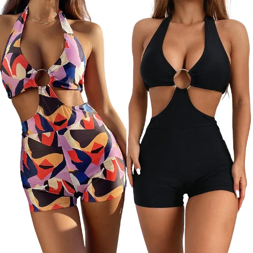 

2021 New Arrival Design Summer Bikini swimsuit 2021sexy big steel ring women one-piece swimsuit