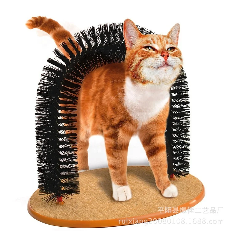 

Cat Arch Self Groomer Cat Massage Device Dog Brushes Pet Puppy Scratcher Toys Fur Grooming Cats Toy Brush, Black