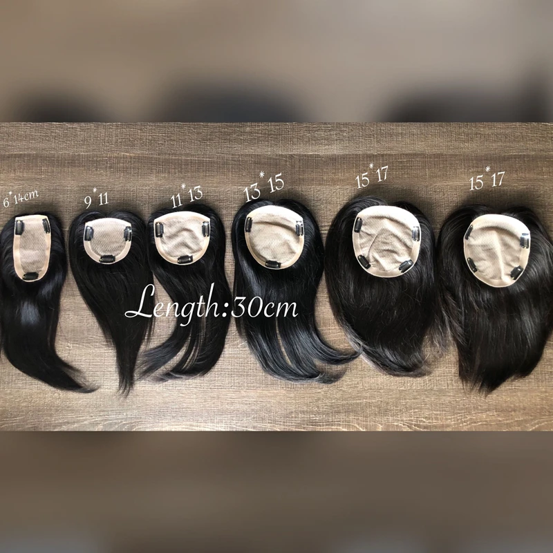 

Qingdao O fly Virgin Hair Silk Base toupee Human Hair Toppers, Soft Black cuticle aligned virgin Hair Women Topper