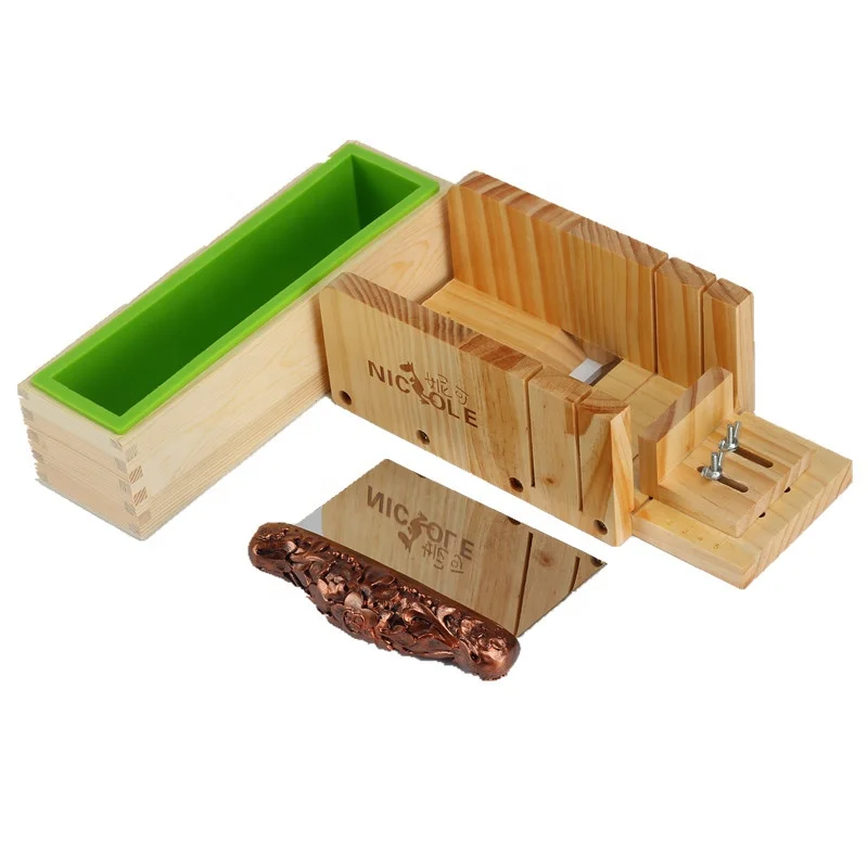 

Loaf Soap Cut Tools Set 3pcs Include Silicone Loaf Soap Molds,Straight Metal Cutter and Wooden Soap Cutter, Random