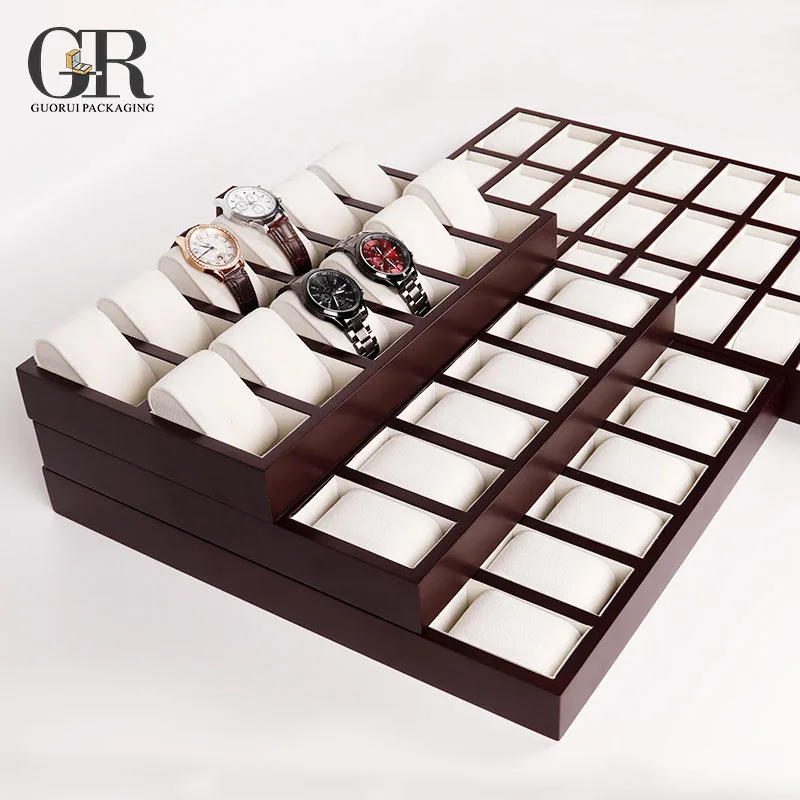 

Guorui Factory direct baking paint high-grade watch plate 6 12 18 24 grid 30 grid tray jewelry storage exhibition, Customized
