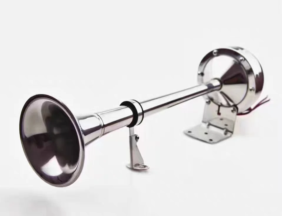304 Stainless Steel Single Twin Electric Trumpet Horn,Low Tone Dc 12v/24v,Electric Marine Boat