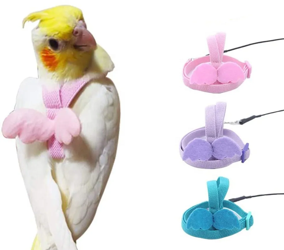 

Bird Parrot Traction Flying Harness Flight Protection Rope Adjustable Parrot Harness Training Rope, Yellow, pink, blue, purple