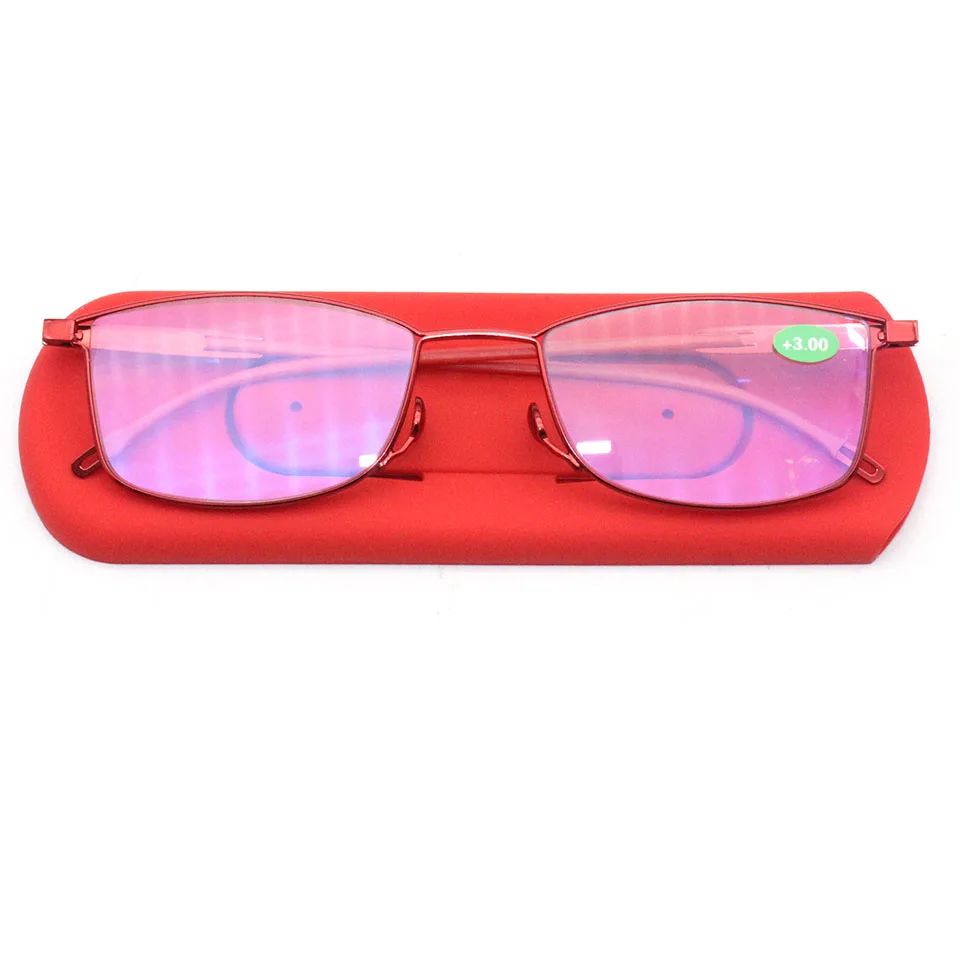 

Thin Metal frame factory wholesale Reading Glasses silicone glasses case convenient glasses for mobile phones, Shown