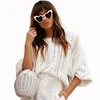 2019 fall fashion oversized o neck loose knit pullover batwing sleeve sweaters