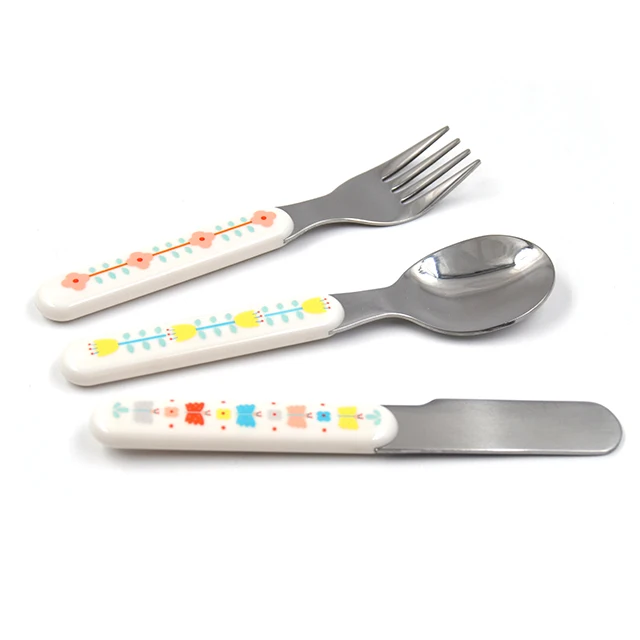 

BPA free plastic handle kids cutlery set stainless steel