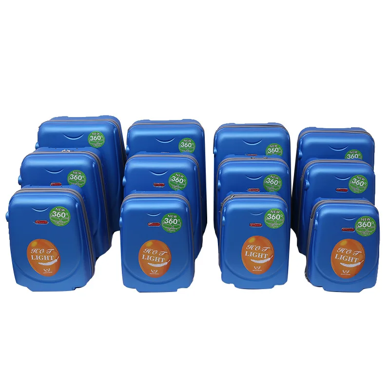 

12 pcs in 1 set semi-finished ABS and PC hard shell luggages 4 wheels cheap price trolley luggage set