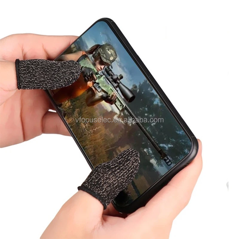 

Sweat-proof Professional Touch Screen Thumbs Finger Sleeve Cover Case for Pubg Mobile Phone Gaming, Black, grey and white