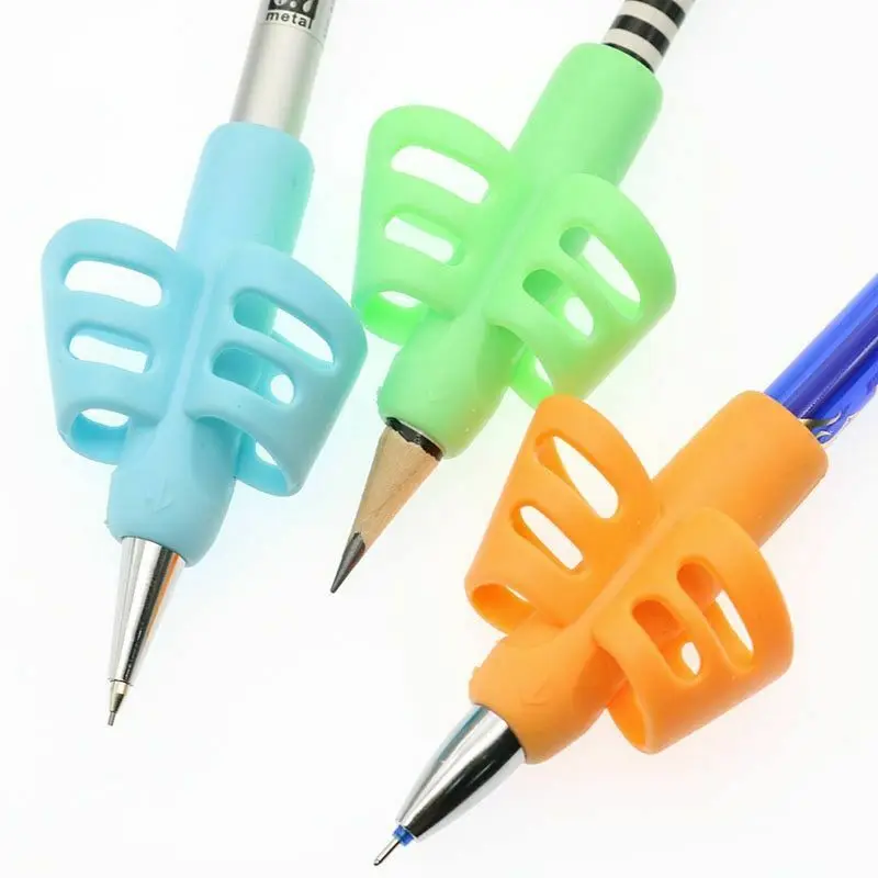 3x Two-finger Grip Silicone Baby Pencil Holder Learn Writing Tools Writing Pen 