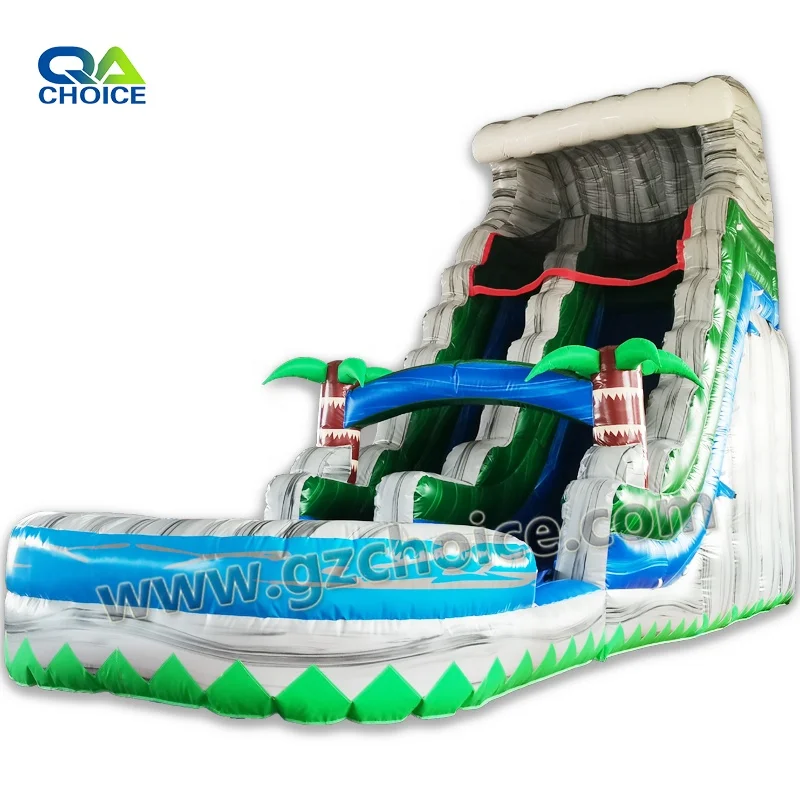 

Tropical inflatable water slide blue crush large inflatable backyard water slide commercial, Customized color