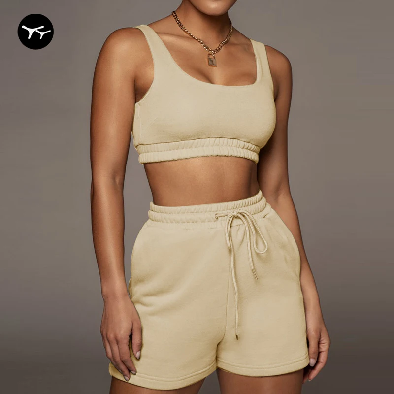 

2021 High Quality Popular Women Yoga Suit Active Wear Workout Athletic Gym Custom 2 Piece Short Sports Bra And Shorts Sets