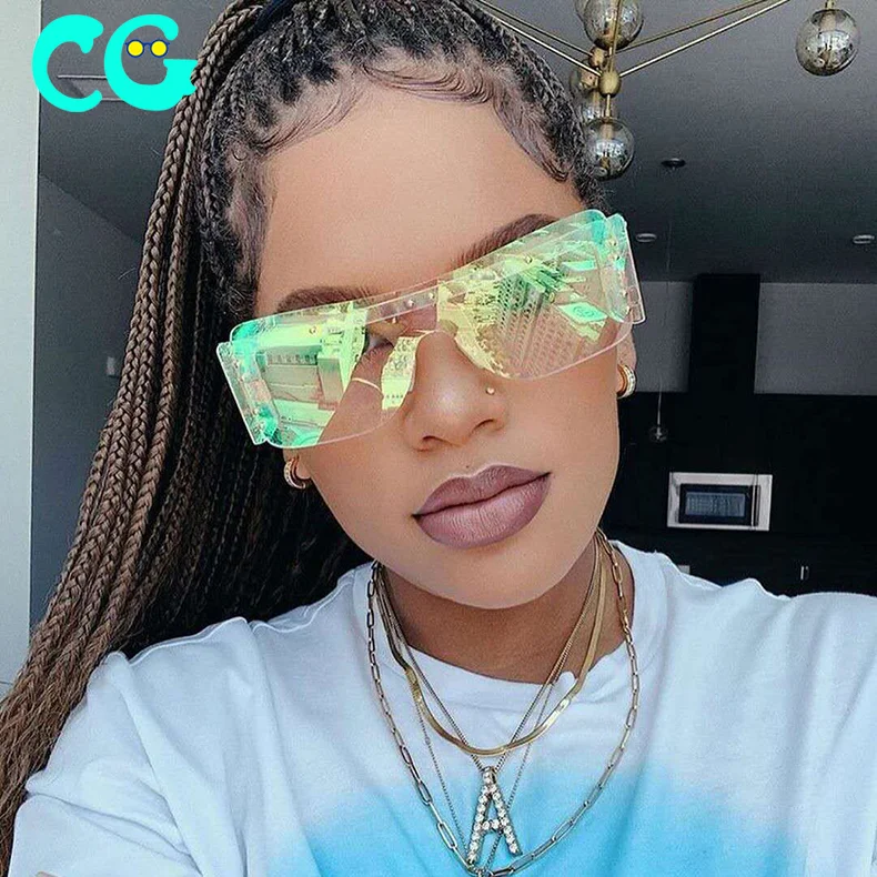 

Rimless Square Sunglasses Women Oversized Luxury Brand Mirror Pink Shades Sunglasses Men Trend Female Eyewear Glasses Oculos, Picture