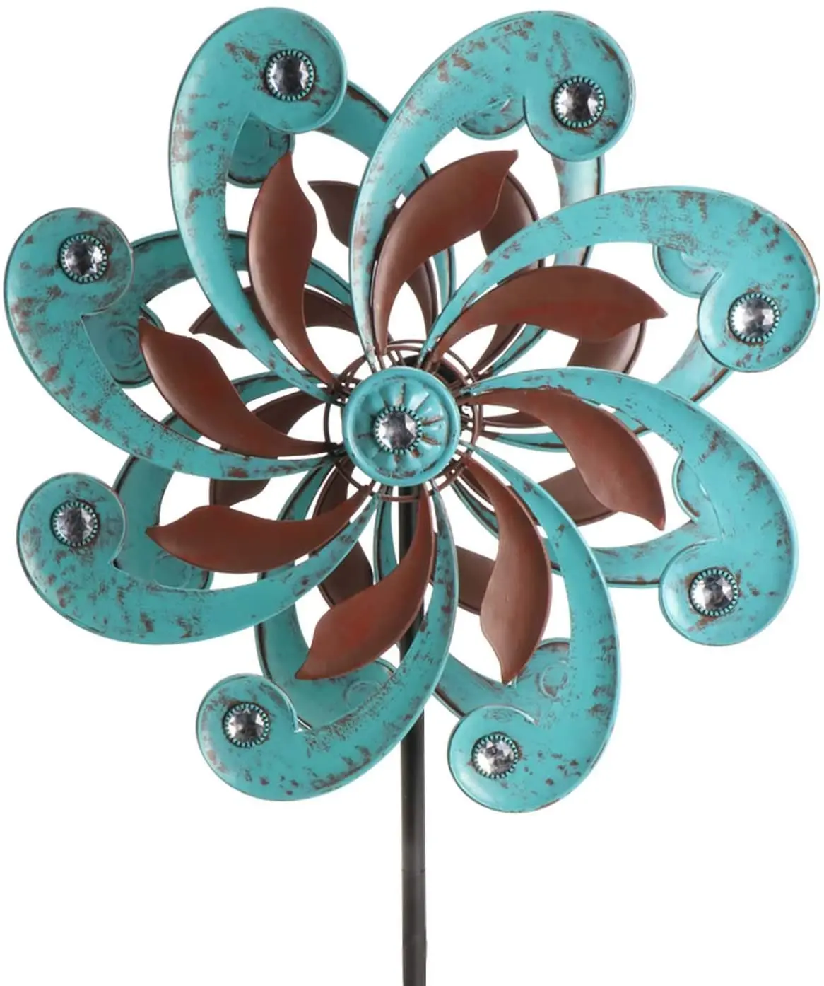 

2021 China best price metal bronze garden decoration wind mill wind spinner