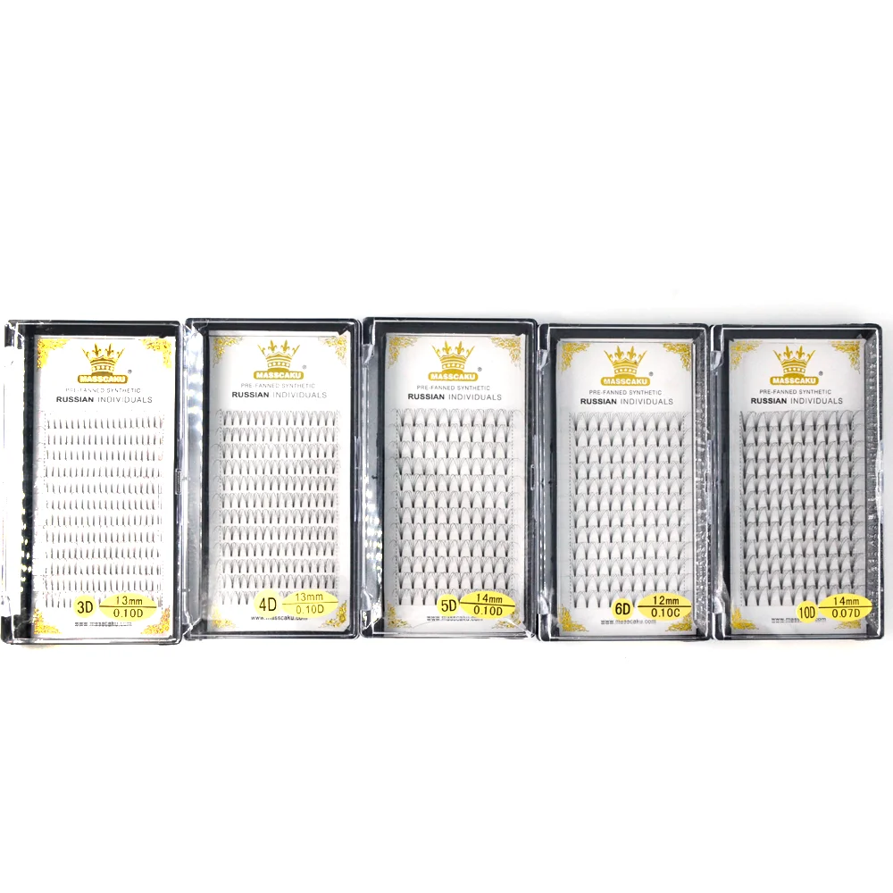 

MASSCAKU Premium premade volume fans eyelash Private Label High Quality Premade Lash extension Custom Box, Black