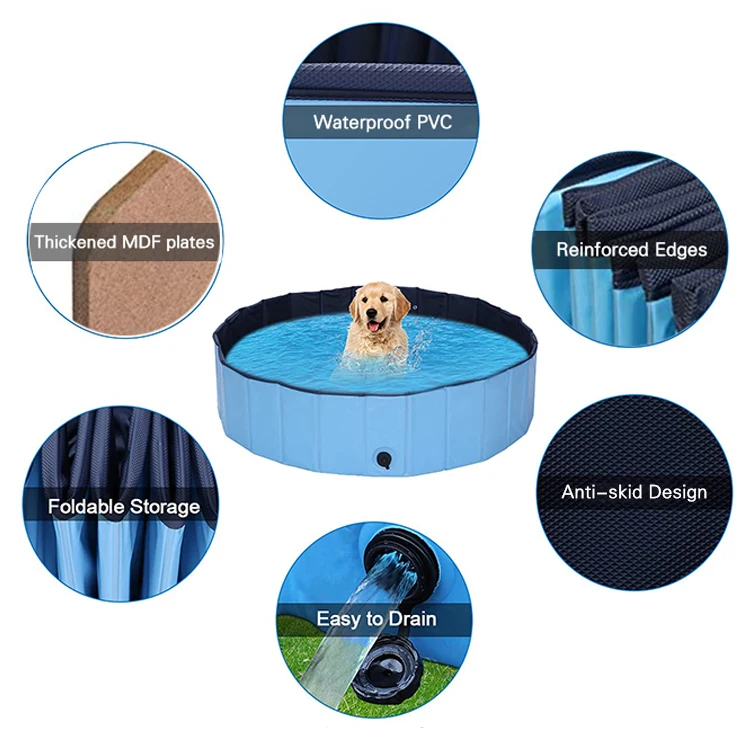 

Selling Best PVC Foldable Dog Swimming Pool Outdoor Pet Portable Swimming Pool Pet Dog Cat On Price, Blue/ red/ customized
