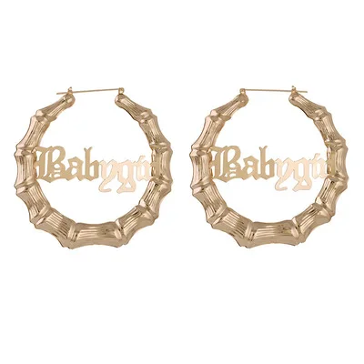 

2021 New Arrivals Designer High Quality Best Selling Fashionable Babygirl Letter Bamboo Section Gold And Silver Round Earrings