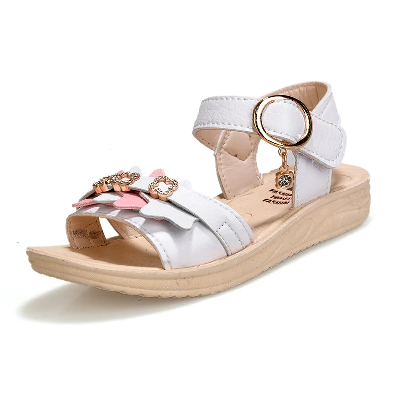 

Nian OEM sandales pour enfants wholesale leather summer flower beautiful girls children sandals, White pink