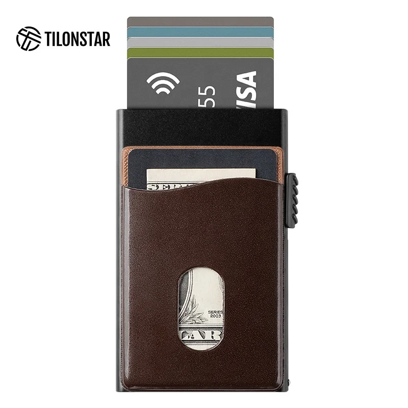 

TILONSTAR Smart Push Button Wallets For Men Pop Up Credit Card Holder