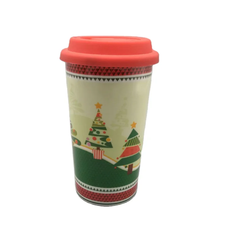 

Wholesale sublimation travel ceramic coffee mug with silicone cover, White color