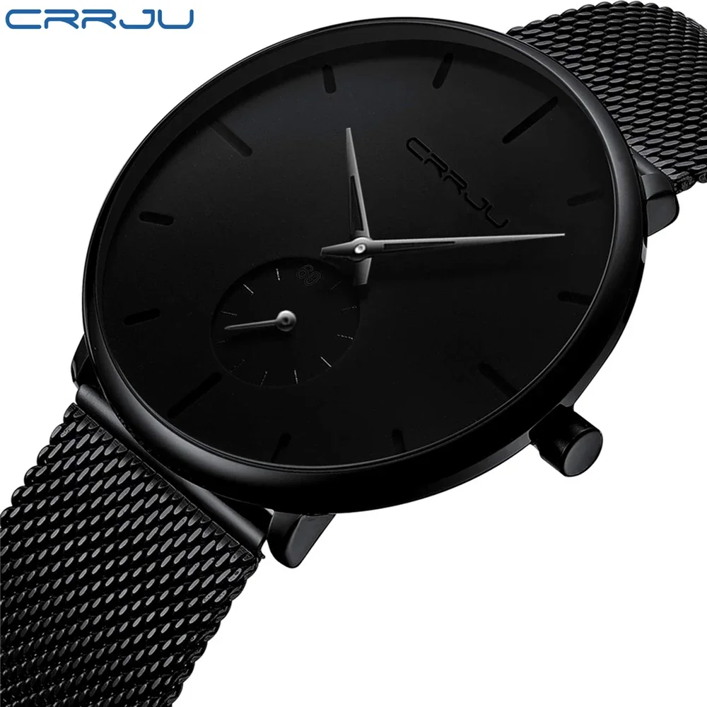 

Crrju 2150 Mens Watches Top Brand Luxury Quartz Watch Men Casual Slim Mesh Steel Waterproof Sport Watch Relogio Masculino, 3 colors