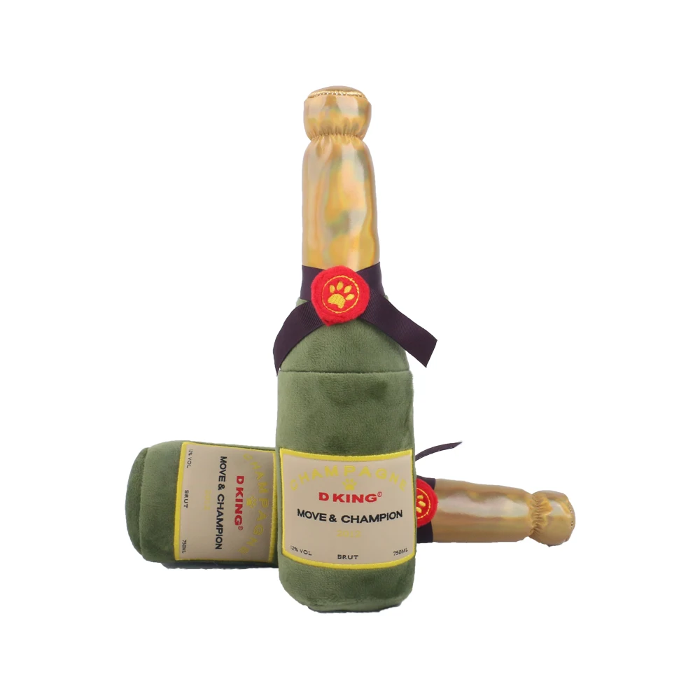 

Wine bottle shape dog chew toy durable interactive sound pet toys can be customized